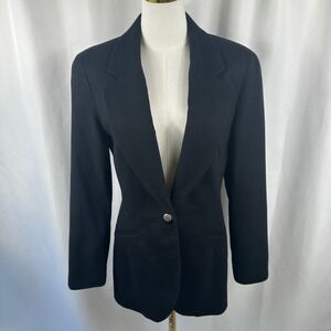 Guess Collection Blazer Womens 8 Black Wool Cashmere Jacket One Button Suit Top